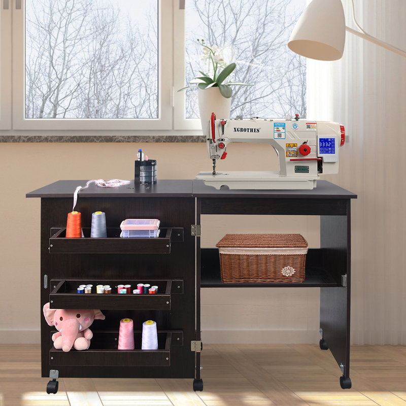 NSdirect 47'' x 16'' Foldable Sewing Table with Sewing Machine Platform